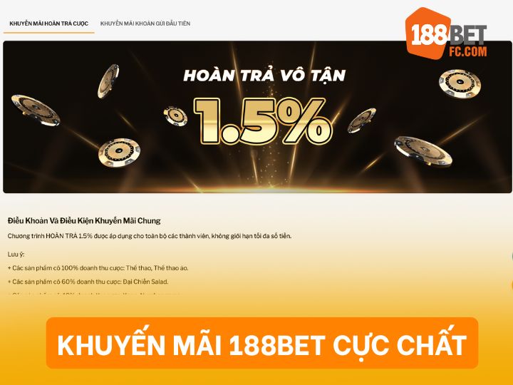 Chương trình khuyến mãi 188BET cực hấp dẫn